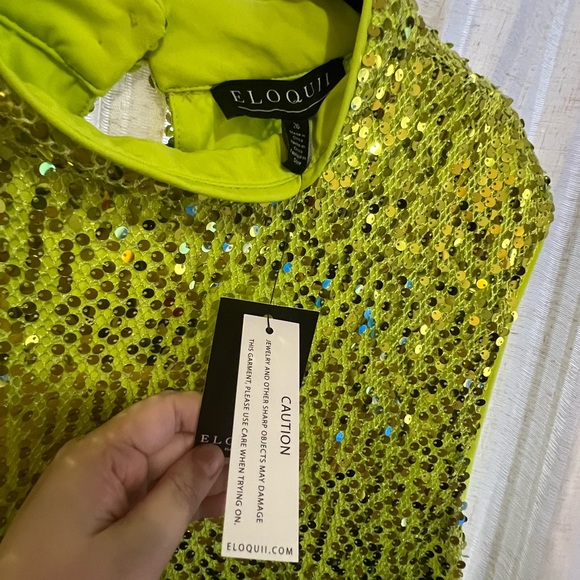 Eloquii lime green sequin bodycon - Picture 2 of 4